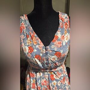 New Look Floral Dress in Blue and Orange